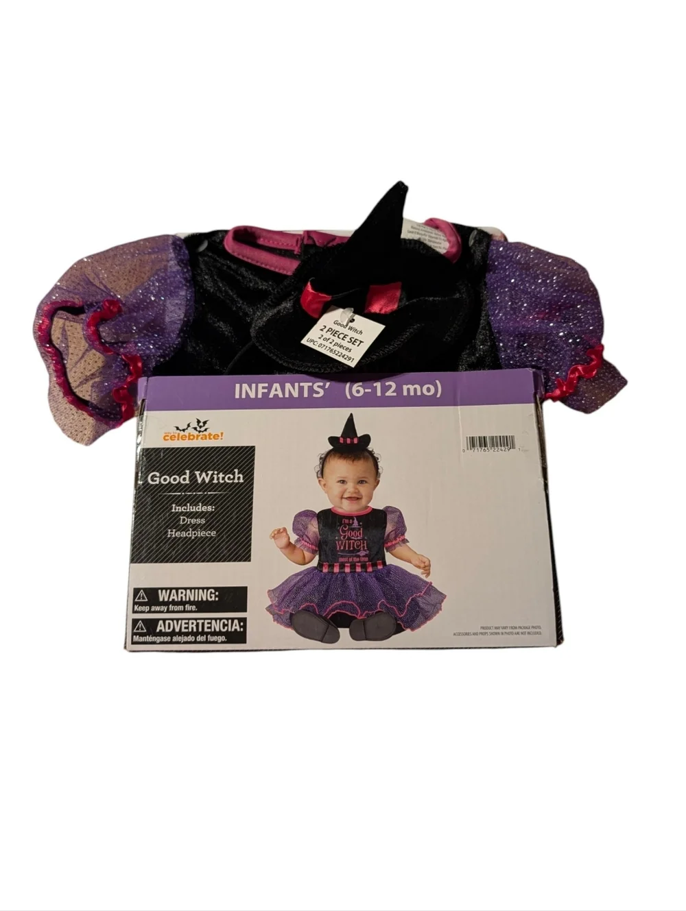 Way To Celebrate Infants Good Witch Costume Dress And Headband Size 6-12 Months